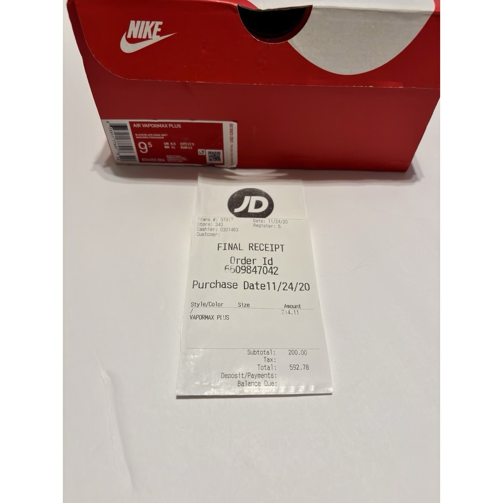 Nike Air Vapormax Plus Size 9.5 mens 924453004 Off White Gray Purchased in 2020 - Picture 9 of 11